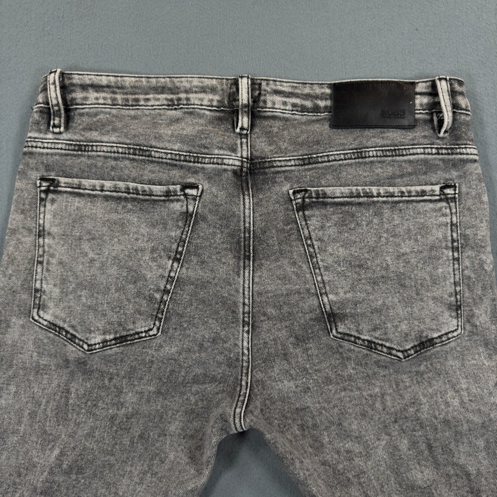 Hugo Boss Mens Gray Acid Wash Denim Jeans Button Fly Size 34x32